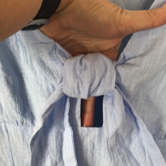 Lost & Wander Dress Women S Blue Ruffle Cocquette Tie Front New Midi - Picture 9 of 13